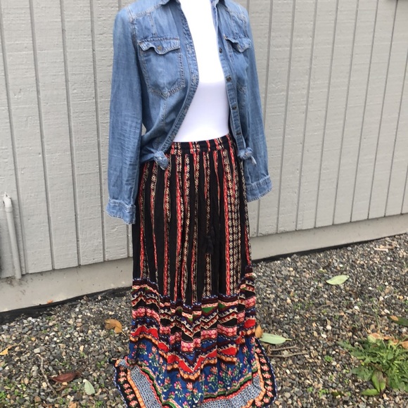 Forever 21 Colorful Boho Maxi Skirt with Drawstring Elastic Waist! Size S/M. - Picture 3 of 10